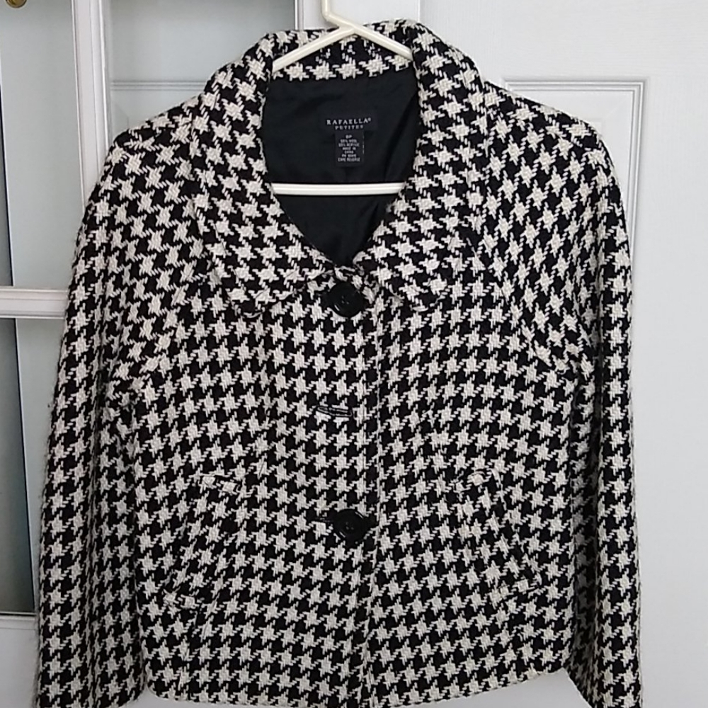 Jacket, black and white houndtooth wool